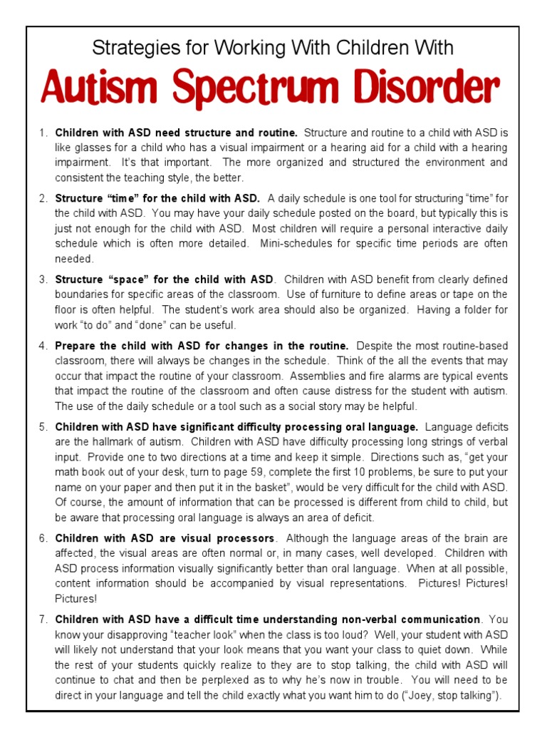 Strategies for Teaching Children with ASD | PDF | Autism Spectrum | Autism