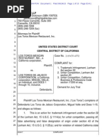 Los Toros Restaurant Trademark Complaint