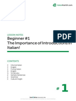 Beginner #1 The Importance of Introductions in Italian!: Lesson Notes