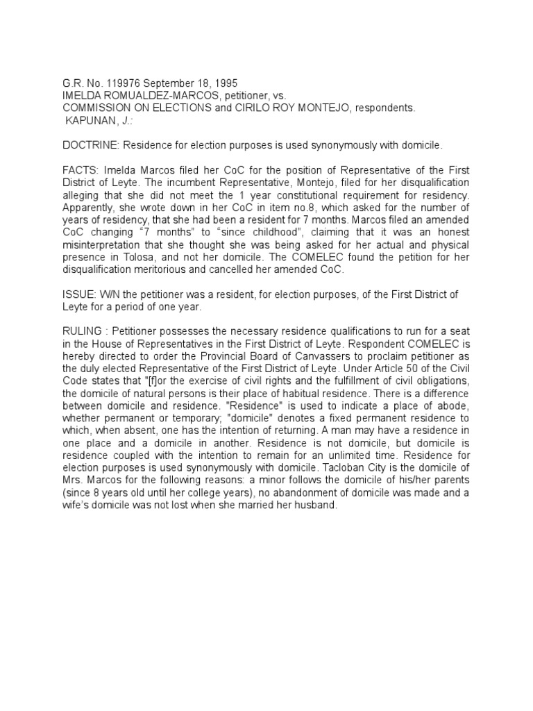 Romualdez marcos vs comelec pdf