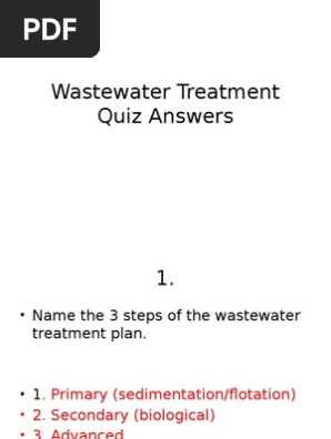 Wastewater Treatment Quiz Answers