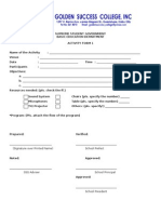 Supreme Student Government Activity Form