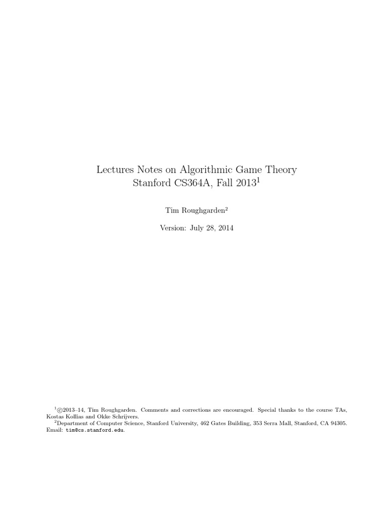 Algorithmic Game Theory Insights | PDF | Auction | Game Theory
