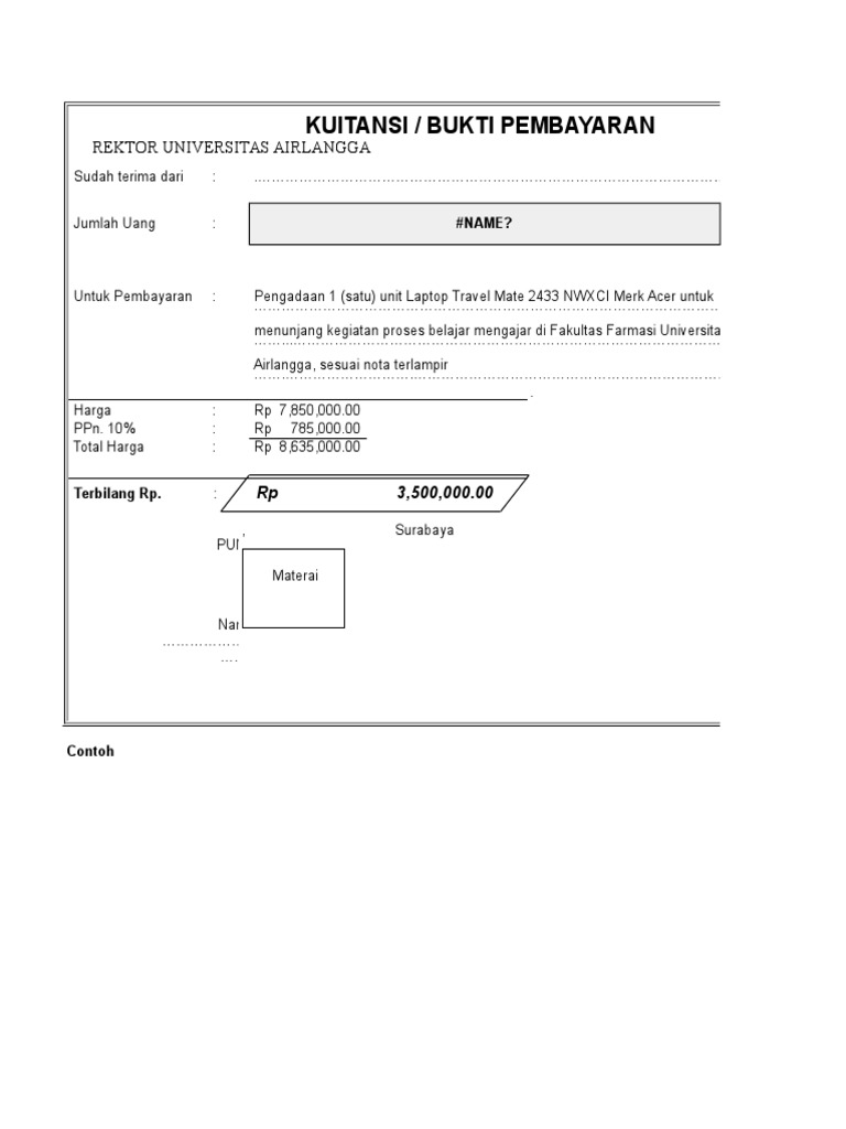 Contoh Kwitansi