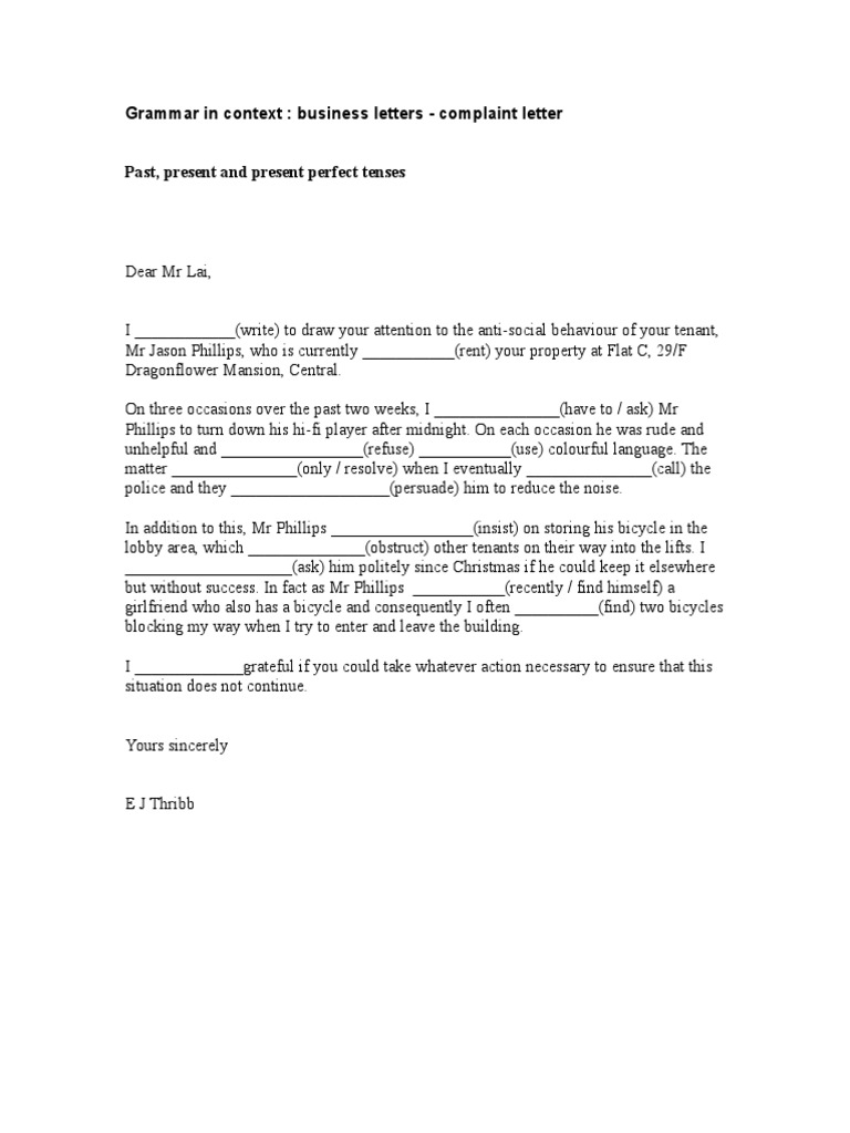 Complain Letter Pdf