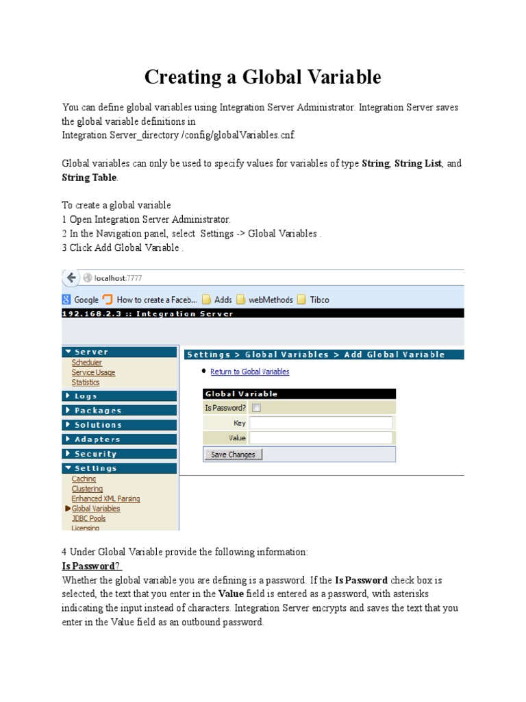 How to Create Global Variables in Integration Server | PDF | Computers ...
