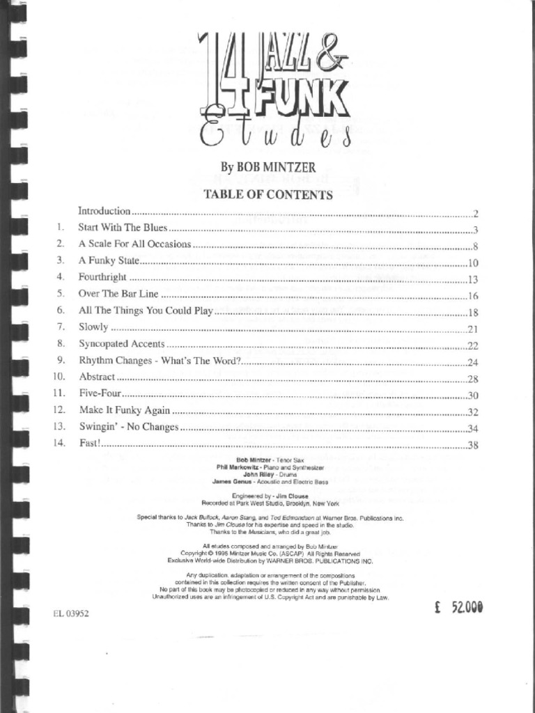 Bob Mintzer - Jazz &amp; Funk Etudes - Eb