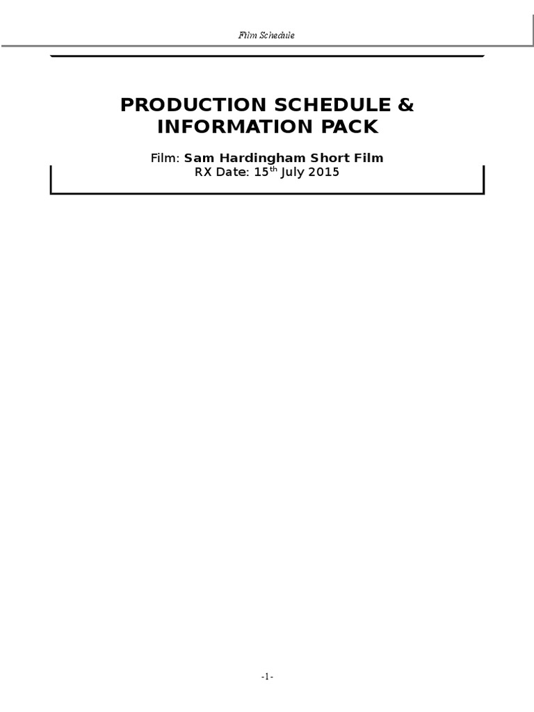 Netherhall Short Film Production Schedule | PDF | Cambridge | Leisure