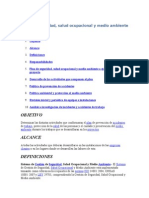 Plan de Seguridad, Salud Ocupacional y Medio Ambiente