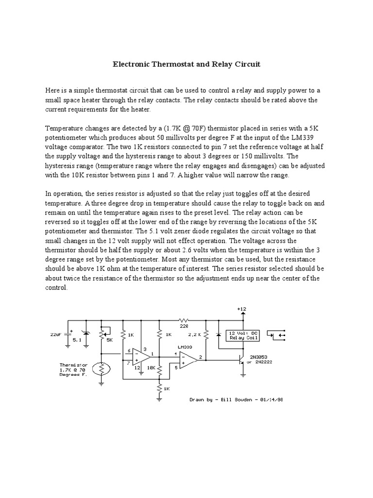 Electronic Thermostat Relay Circuit Guide | PDF | Thermostat | Relay
