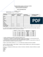 Lista de Exercícios de Química Geral da UFRRJ