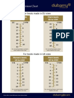 EU to US Boot Size Conversion Chart