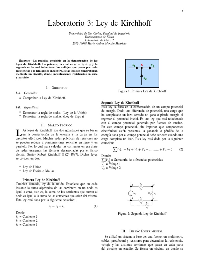 Leyes de Kirchhoff.pdf Dinámica (Mecánica) voltaje