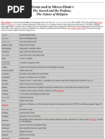 Terms Used in Mircea Eliade's The Sacred and Profane