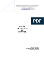 Contenu Cours de Gestion de Chantier