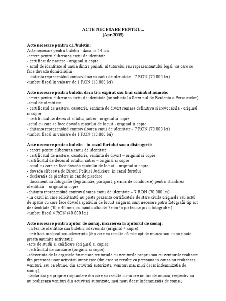 Acte Necesare