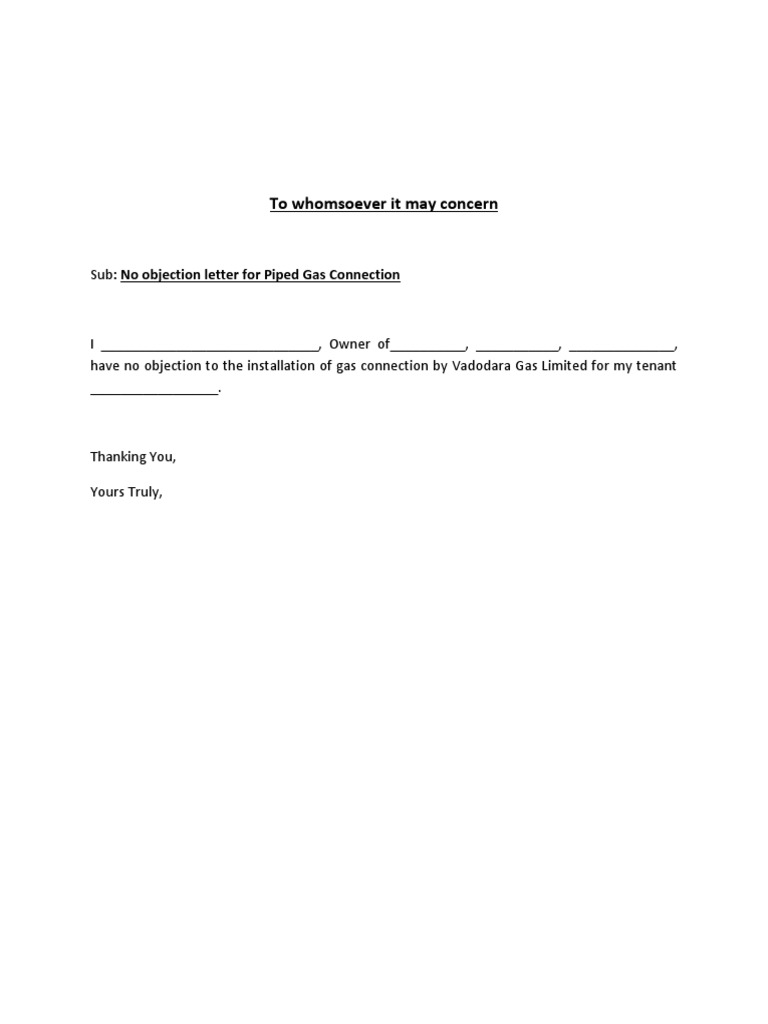 NOC For Gas Connection PDF