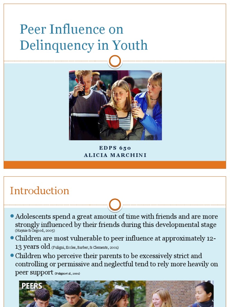Peer Influence & Delinquency PDF Juvenile Delinquency Friendship
