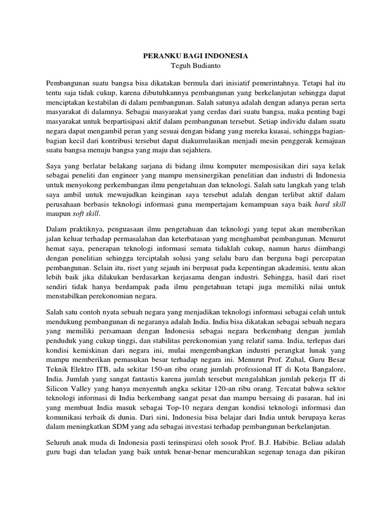 Essay 1 Peranku Bagi Indonesia