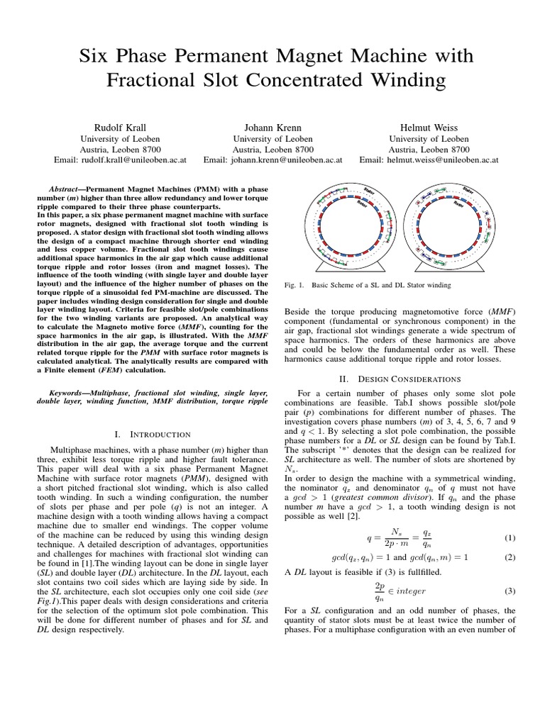 Six Phase Permanent Magnet Machine Design | PDF | Magnetic Field ...