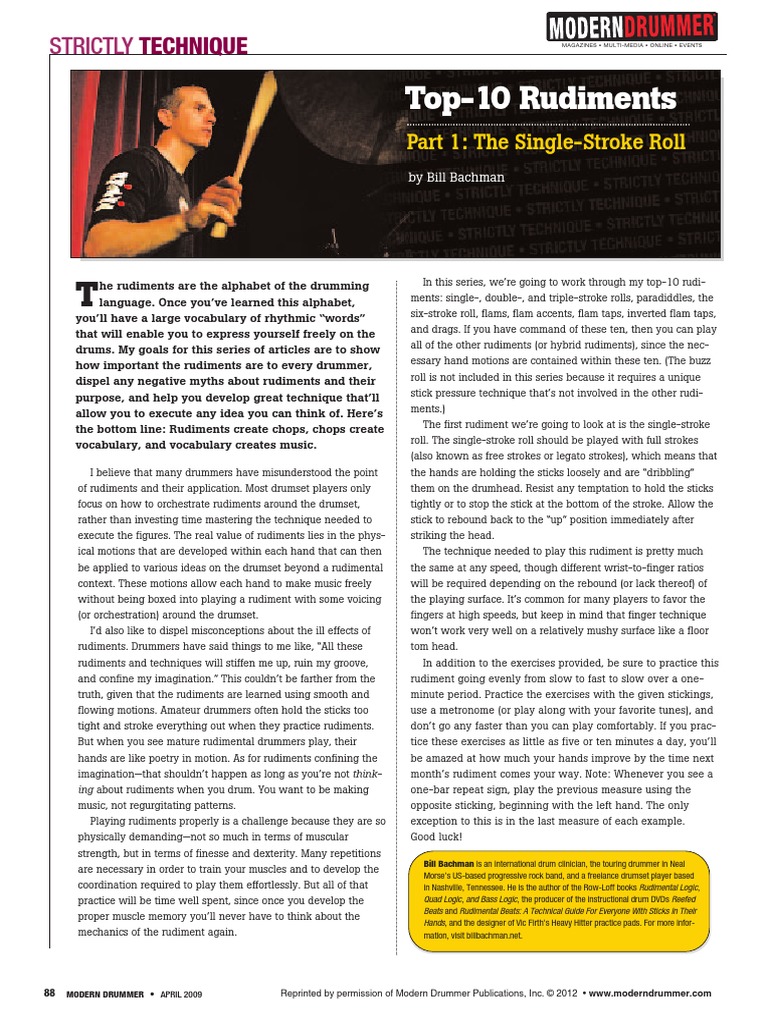 Single Stroke Roll Technique PDF Drum Kit Rhythm And Meter