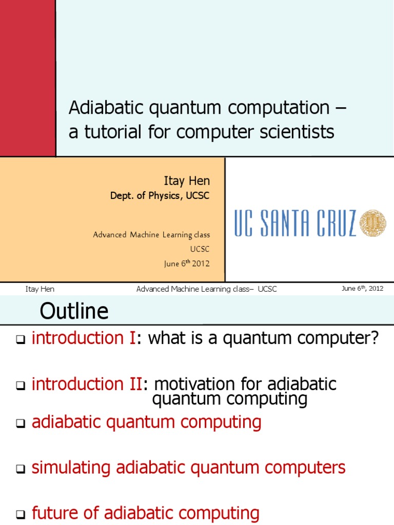 Adiabatic Quantum Computation