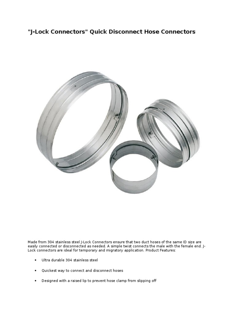 J-Lock Quick Disconnect Hose Connectors | PDF