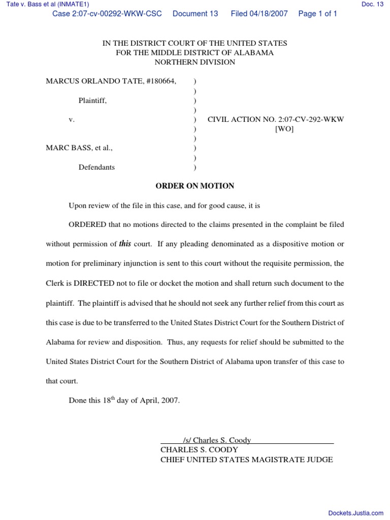 Legal Notice: Case Transfer Order | PDF | Complaint | United States ...