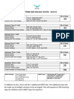 School Term and Holiday Dates 2015 2016