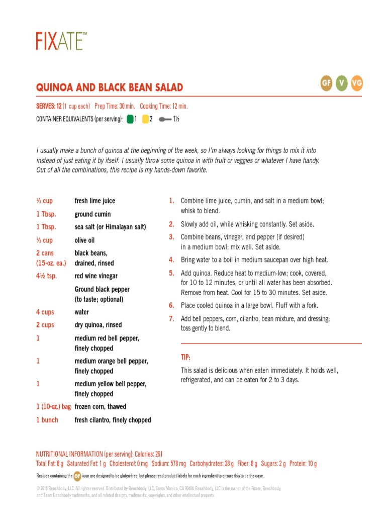 Fixate Recipes PDF Nutrition Facts Label Roasting