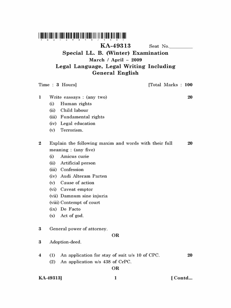 Legal Language Legal Writing Including General English Languages