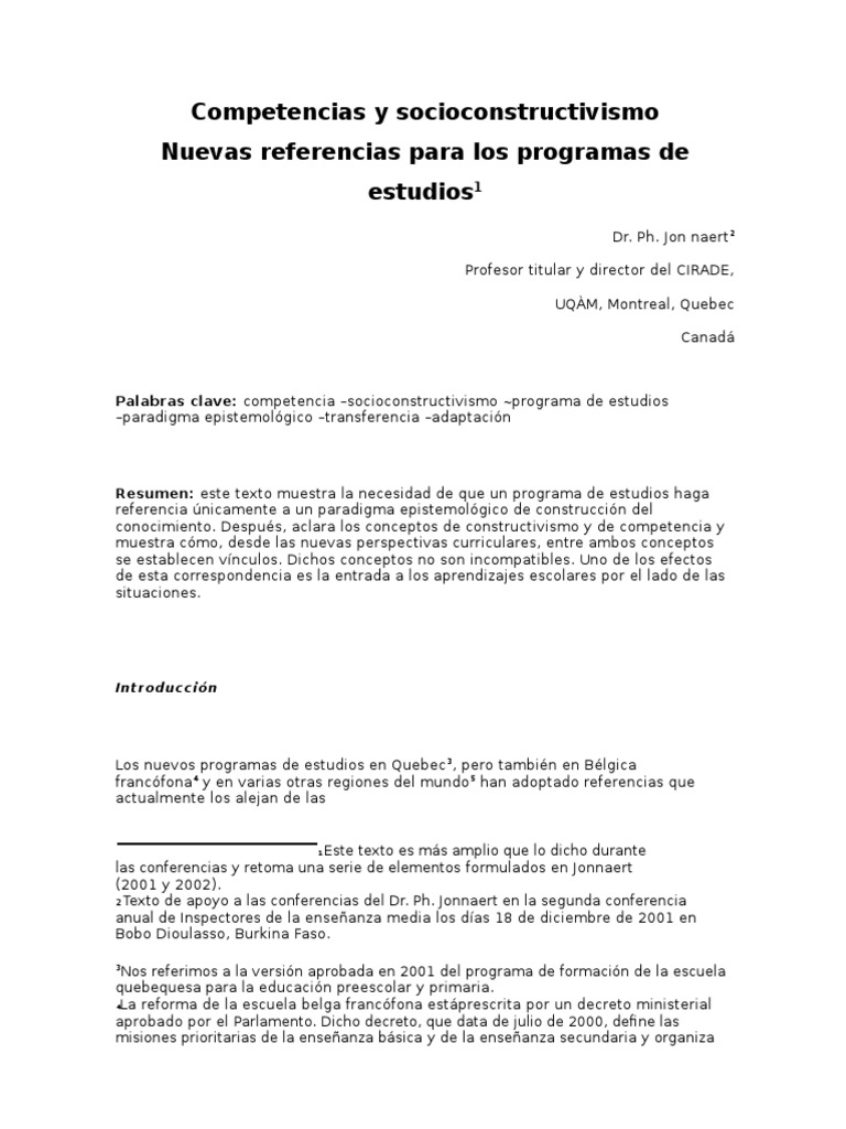 Competencias y Socioconstructivismo | PDF | Constructivismo (filosofía ...