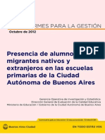 Presencia de Alumnos Migrantes Nativos y Extranjeros en Las Escuelas Primarias de La Ciudad Autónoma de Buenos Aires (2012)
