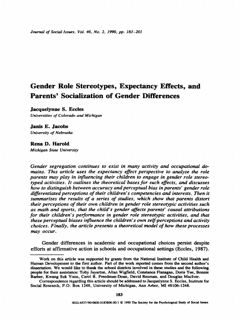 Parental Influence on Gender Stereotypes | PDF | Gender Role | Stereotypes