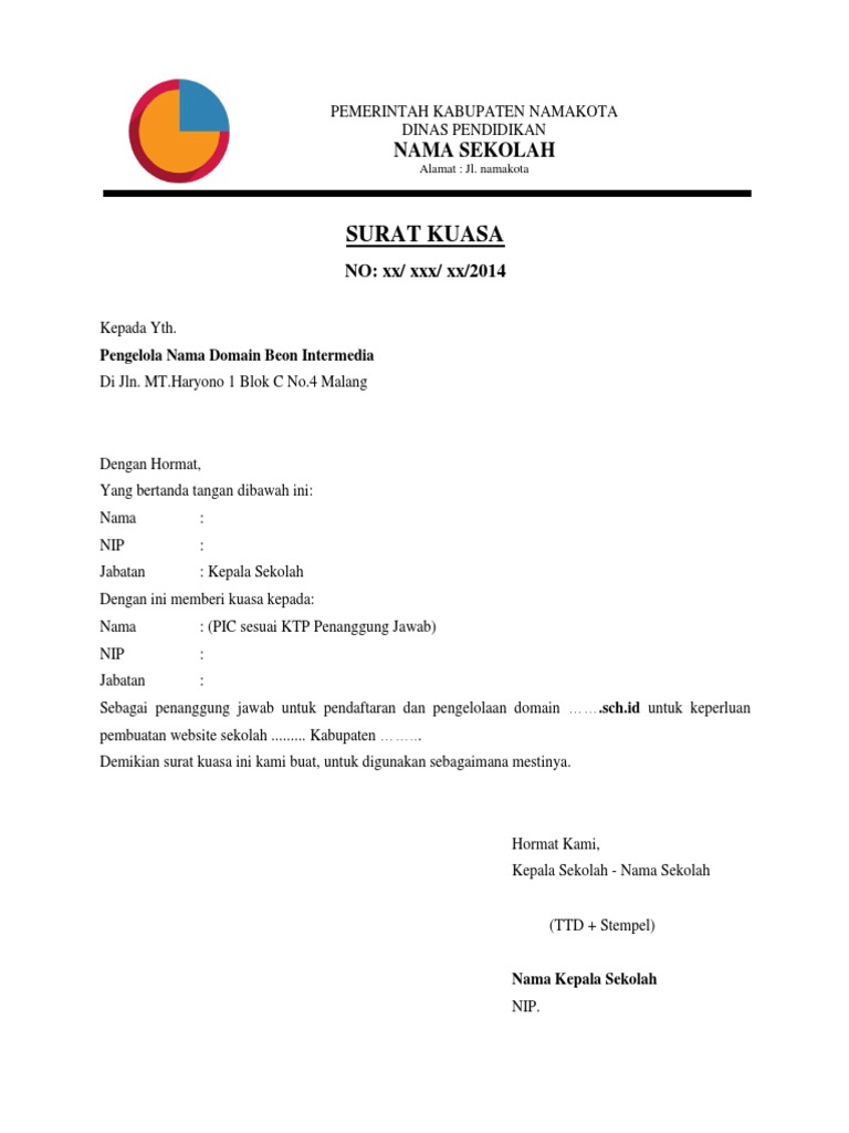 Surat Kuasa Kepala Sekolah