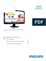 Manual Philips LCD Monitor With SmartTouch 202E2SB 20 (50.8 CM) E-Line HD+