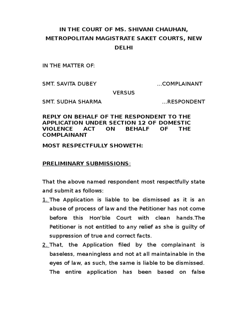 Amended Reply DV Act | PDF | Marriage | Family