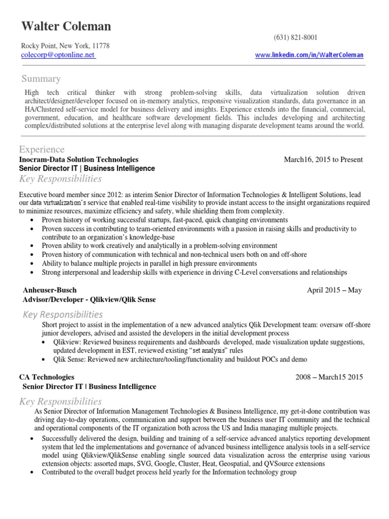 Senior Director IT Business Intelligence in Greater New York City