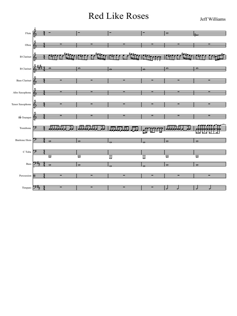 Music Score for Red Like Roses | PDF | Aerophones | Classical Music