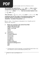 Fortran Program: Motion of A Particle Under Central Force (Planetary Motion)