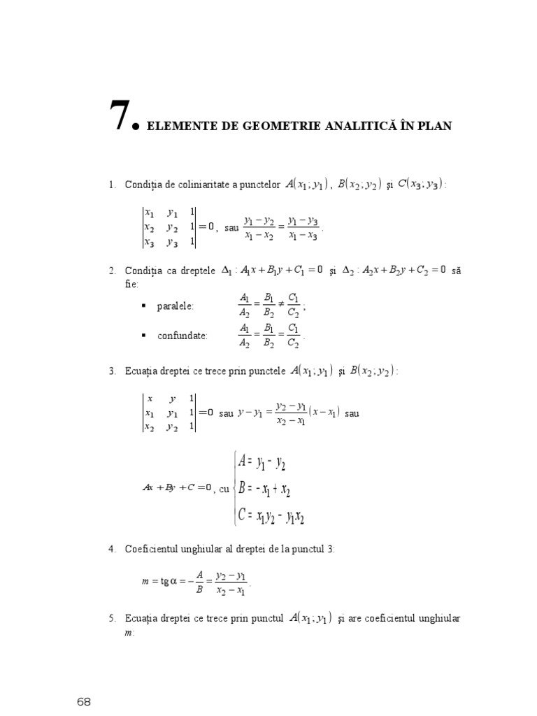 Conditia De Coliniaritate A 3 Puncte Capitolul 07 - Elemente de Geometrie Analitica | PDF
