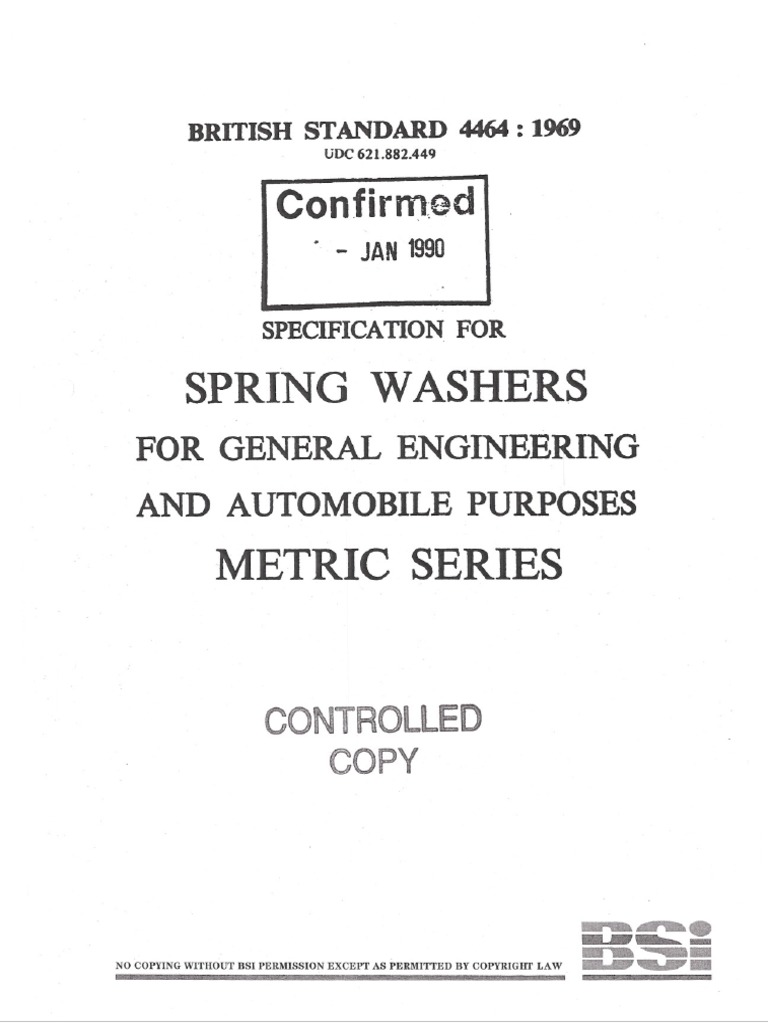 BS 4464-1969 Spring Washer PDF | PDF