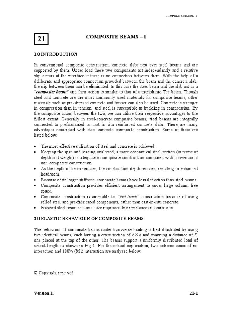 Composite Beam Design | PDF | Beam (Structure) | Bending