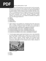 Avaliação de Filosofia 1º Ano - 3º Bimestre