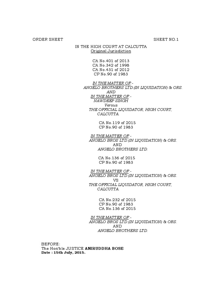 Calcutta High Court Calendar 2025 Pdf 