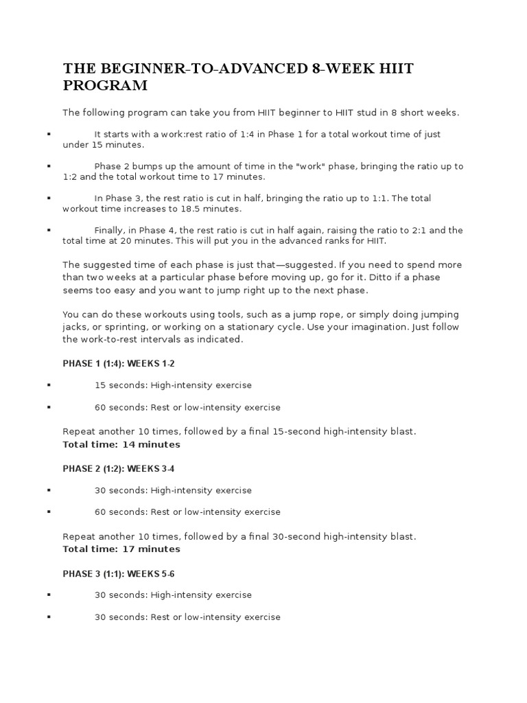 8-Week HIIT Program: Beginner to Advanced | PDF