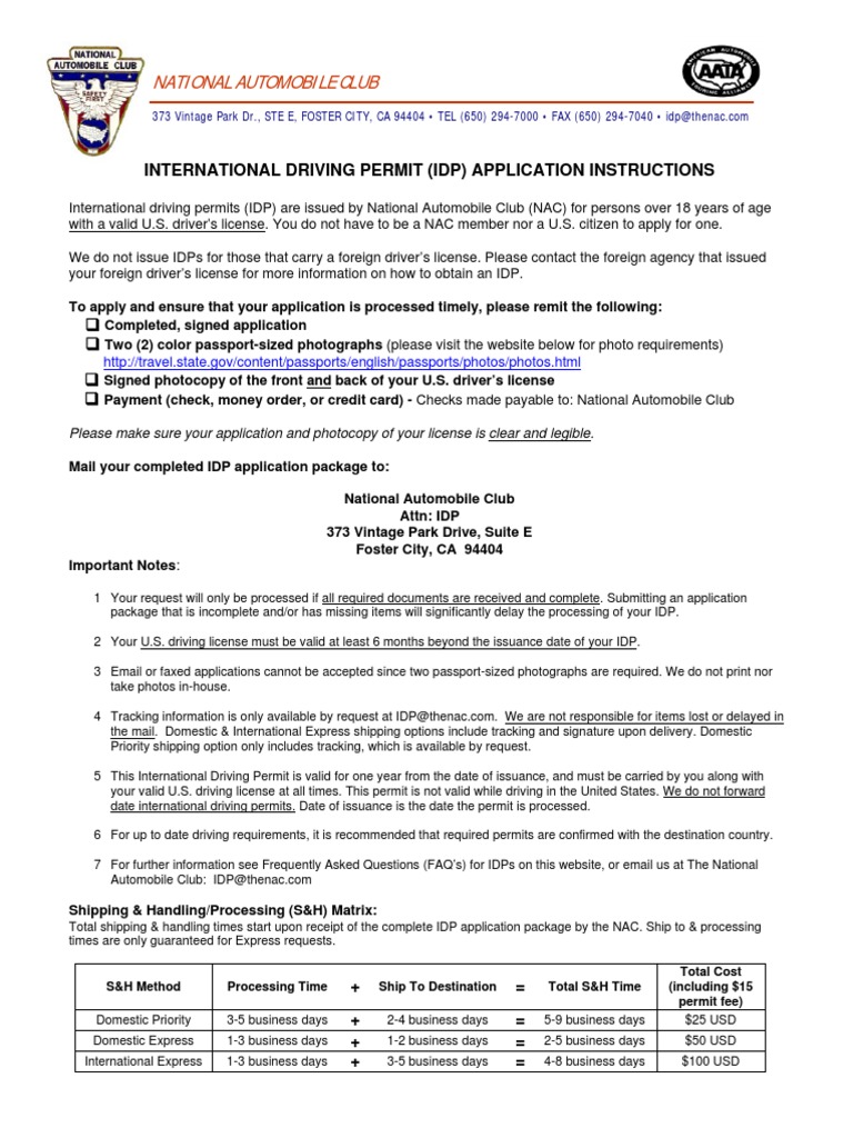 International Driving Permit | PDF | Driver's License | United States ...