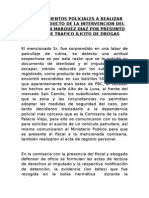 Procedimientos Policiales a Realizar Como Producto de La Intervencion Del Señor Juan Marquez Diaz Por Presunto Delito de Trafico Ilicito de Drogas