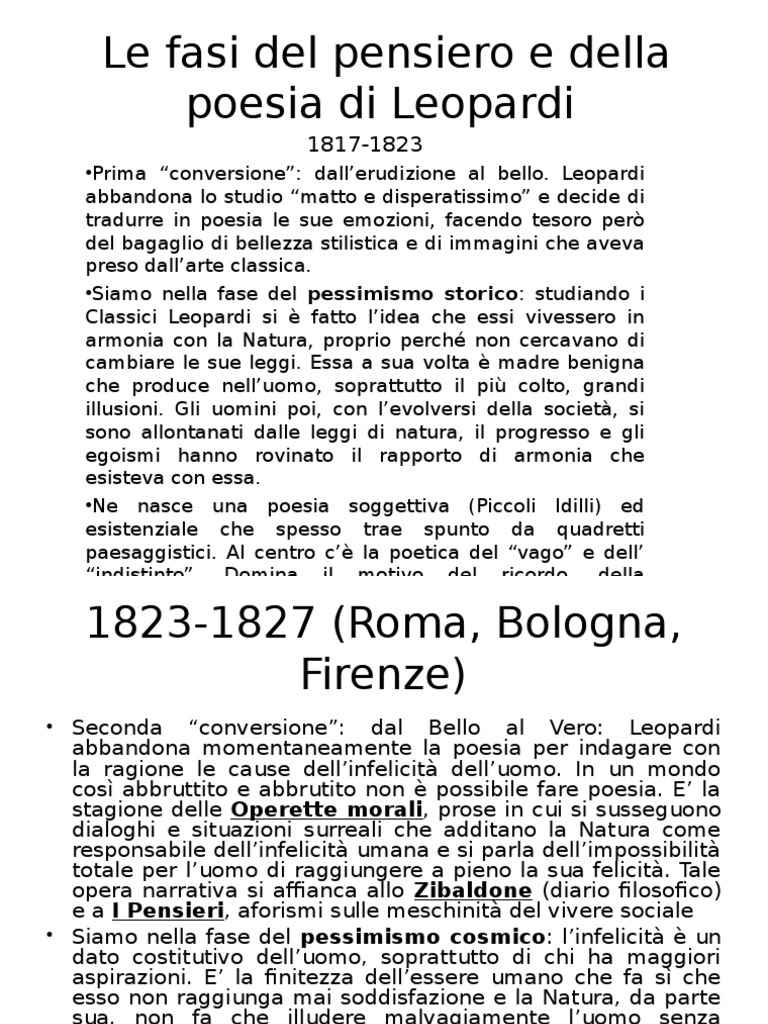 Fasi Del Pensiero Leopardiano | PDF