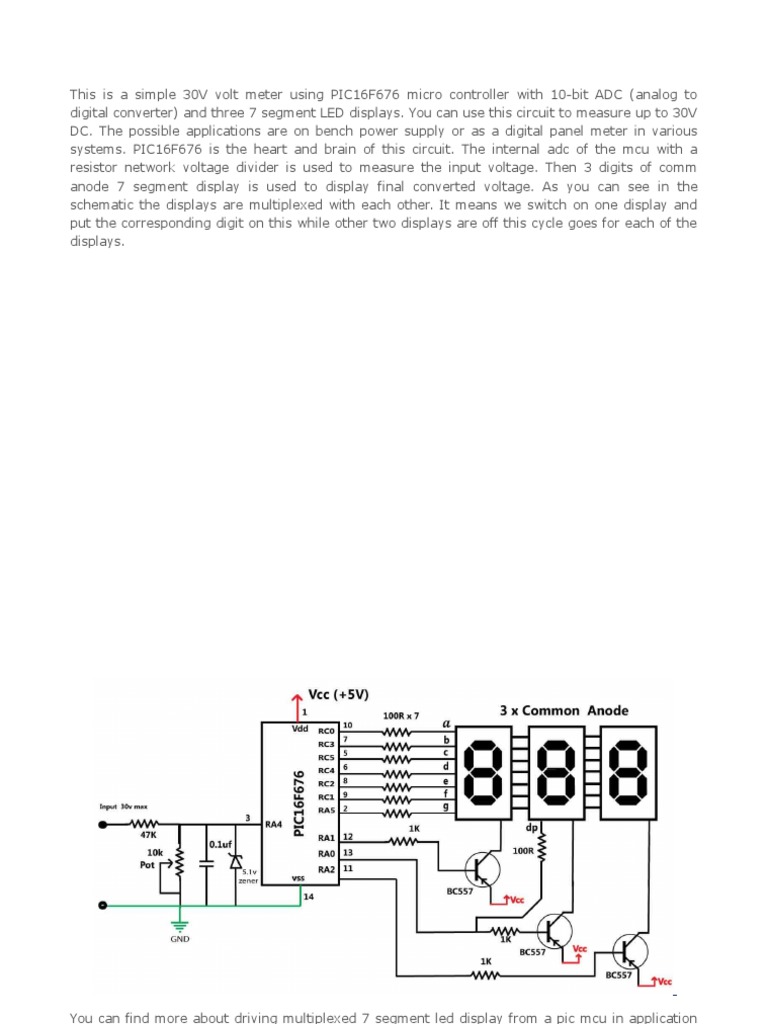 A Simple 30V Volt Meter Using a PIC16F676 Microcontroller with 10-Bit ...